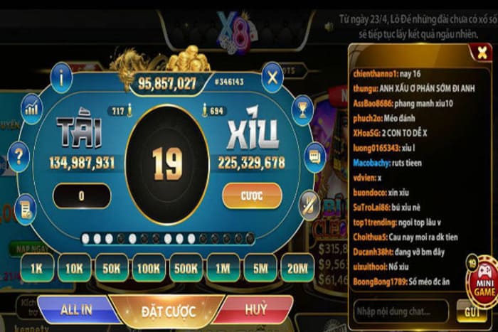 Giao diện game Tài xỉu bắt mắt trên X8 Club