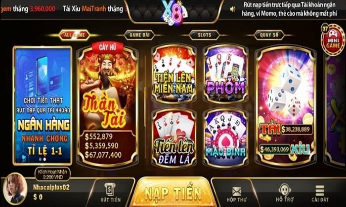 Kho game đa dạng trên X8 Club