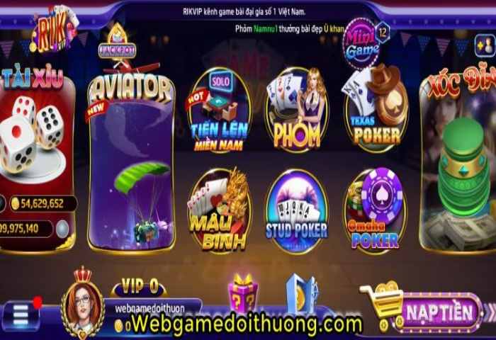 Kho game vô cùng đa dạng tại Rikvip