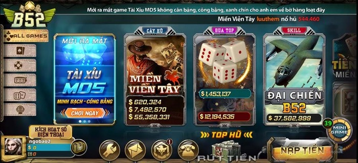 Các dạng game đổi thưởng khác tại B52