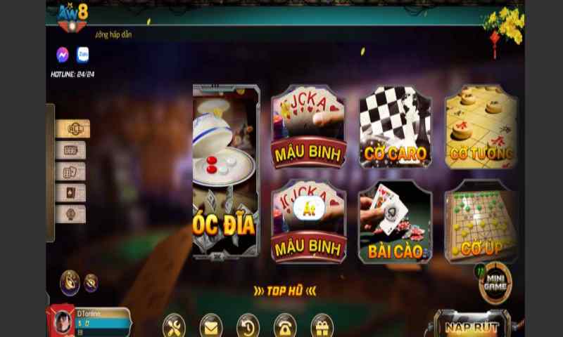 Giao diện trang chủ tại cổng game AW8 Vip