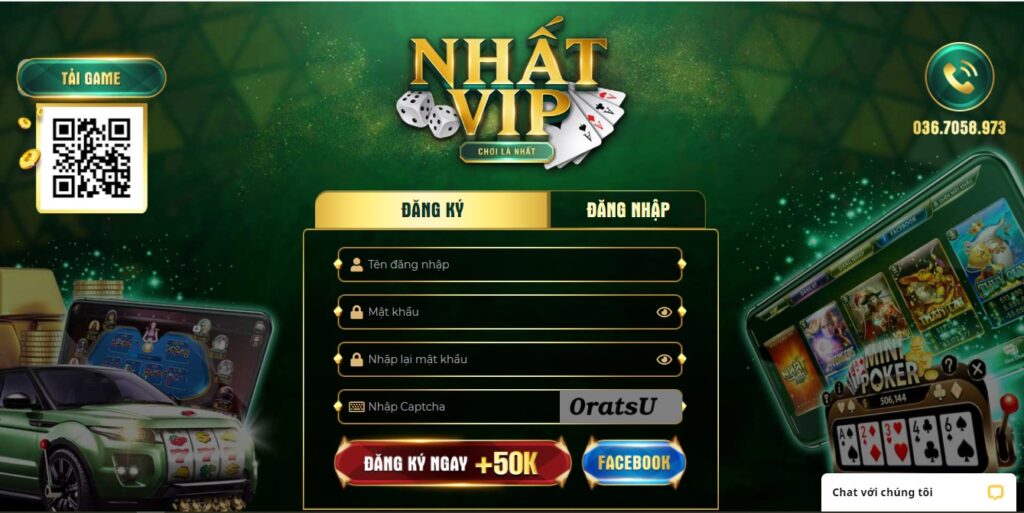 Giao diện đăng ký Nhất Vip trên máy tính