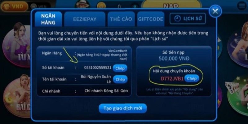 Hướng dẫn cách nạp tiền Win888 Club