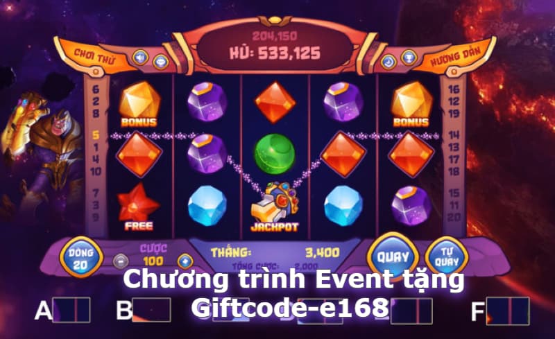 Chương trình Event tặng Giftcode-e168 