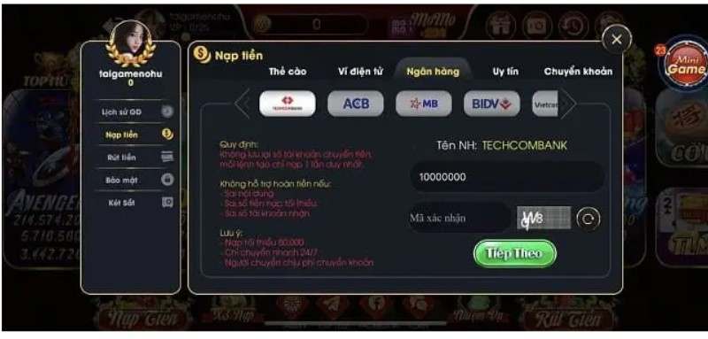 Nạp tiền vào cổng game an toàn