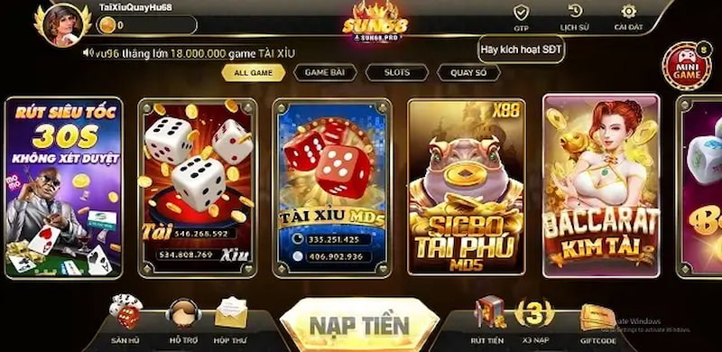 Game bài hấp dẫn tại Sun68