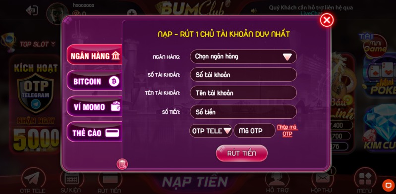 Cách thức rút tiền Bum club đơn giản nhất