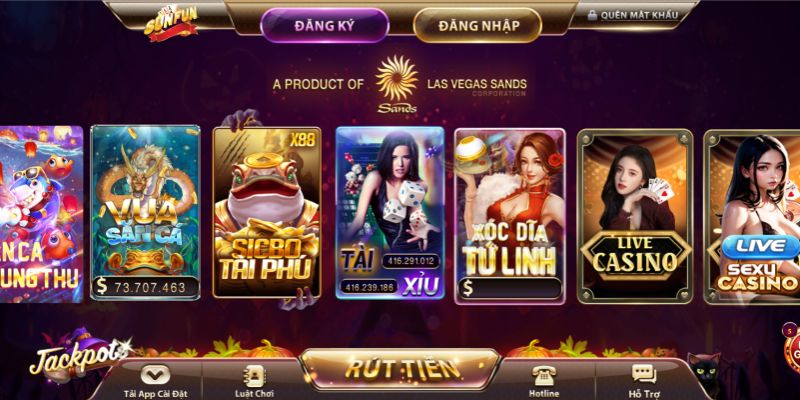 Các tựa game hot quy tụ tại sân chơi Sun fun