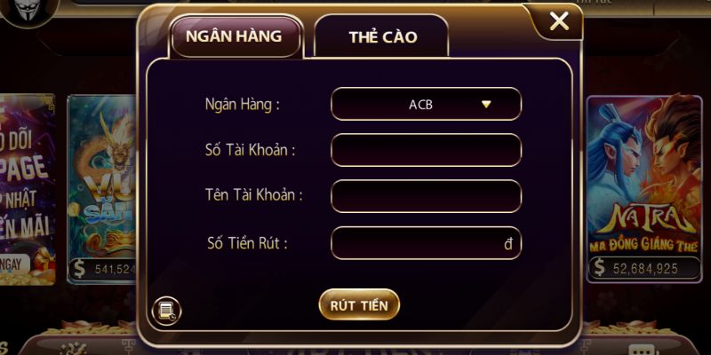 Thao tác rút tiền nhanh tại Vin Club